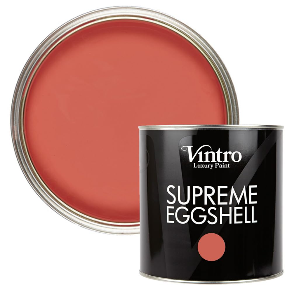 Vintro Paint | Eggshell Paint | for Walls | Wood | Trim | Satin Furniture Paint | Interior & Exterior Use. (Red - Medusa, 2.5 Litres)