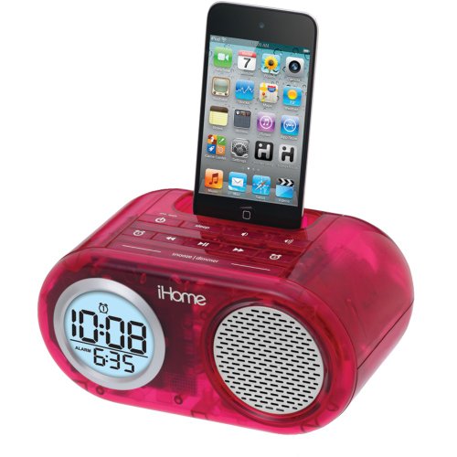iHOME iH33PT iPod Translucent Dual Alarm Clock (Pink)
