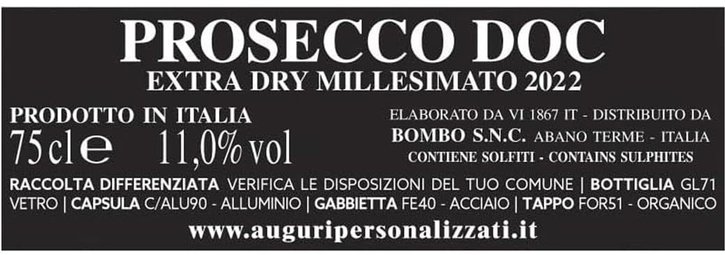 Bottiglia di Vino Prosecco Millesimato personalizzato con foto e nome per la festa di pensionamento del vostr amico