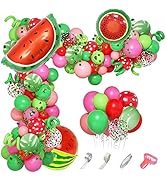 Ouddy Party 140PCS Watermelon Party Decorations Balloon Arch Garland Kit - Red Green Polka Dot Wa...