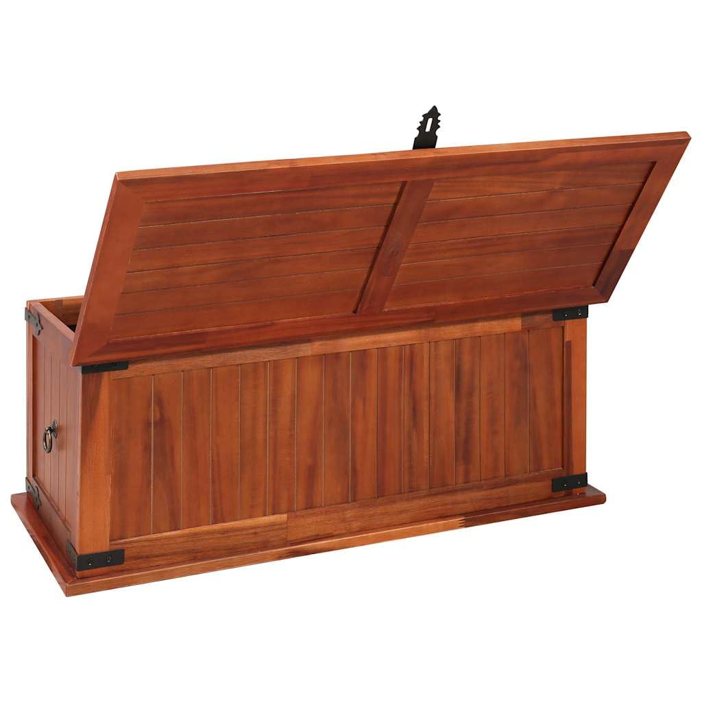 Baúl de almacenamiento 90 x 45 x 40 cm madera maciza de acacia
