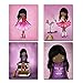 Set of 4 Art Prints for Girls Room African American Artwork Pink Purple Wall Art Posters for Child's Bedroom or Nursery 8x10 Dark skin Black Hair Girl