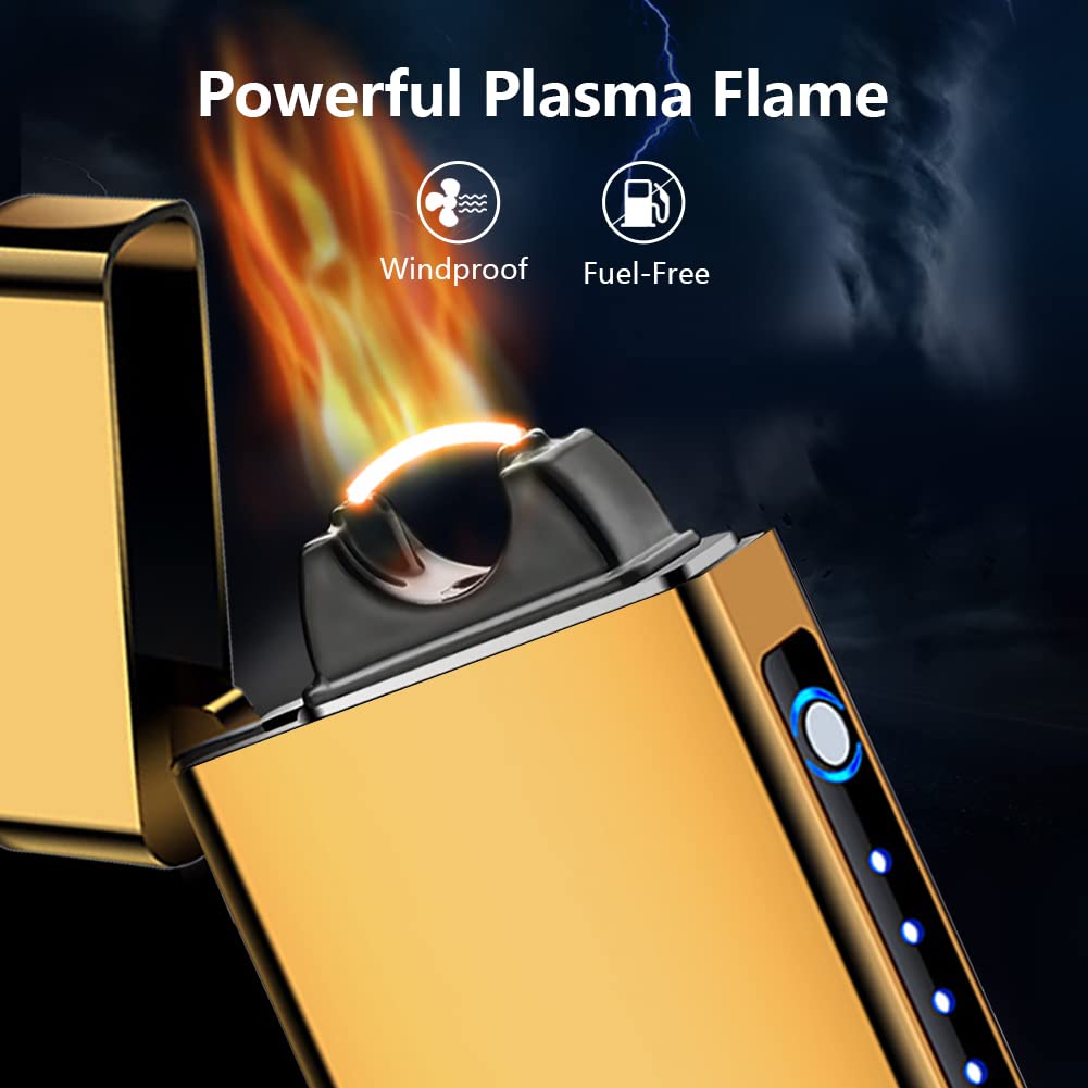 Set di accendini elettrici al plasma, ricaricabili tramite USB, antivento, senza fiamma, con confezione regalo, ideale per la festa del papà, Natale e viaggi, regalo perfetto per uomini e donne