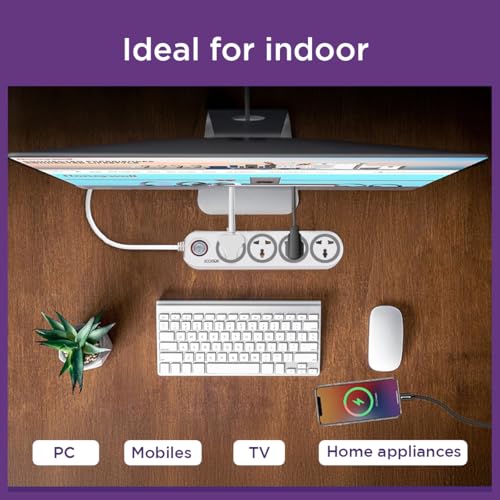 Image of EcoLink 4 Way Spike & Surge Guard 6A Grey | 4 Socket Protector | Durable Build | Heat-Resistant Body | Safe Power Distribution | Pack of 1