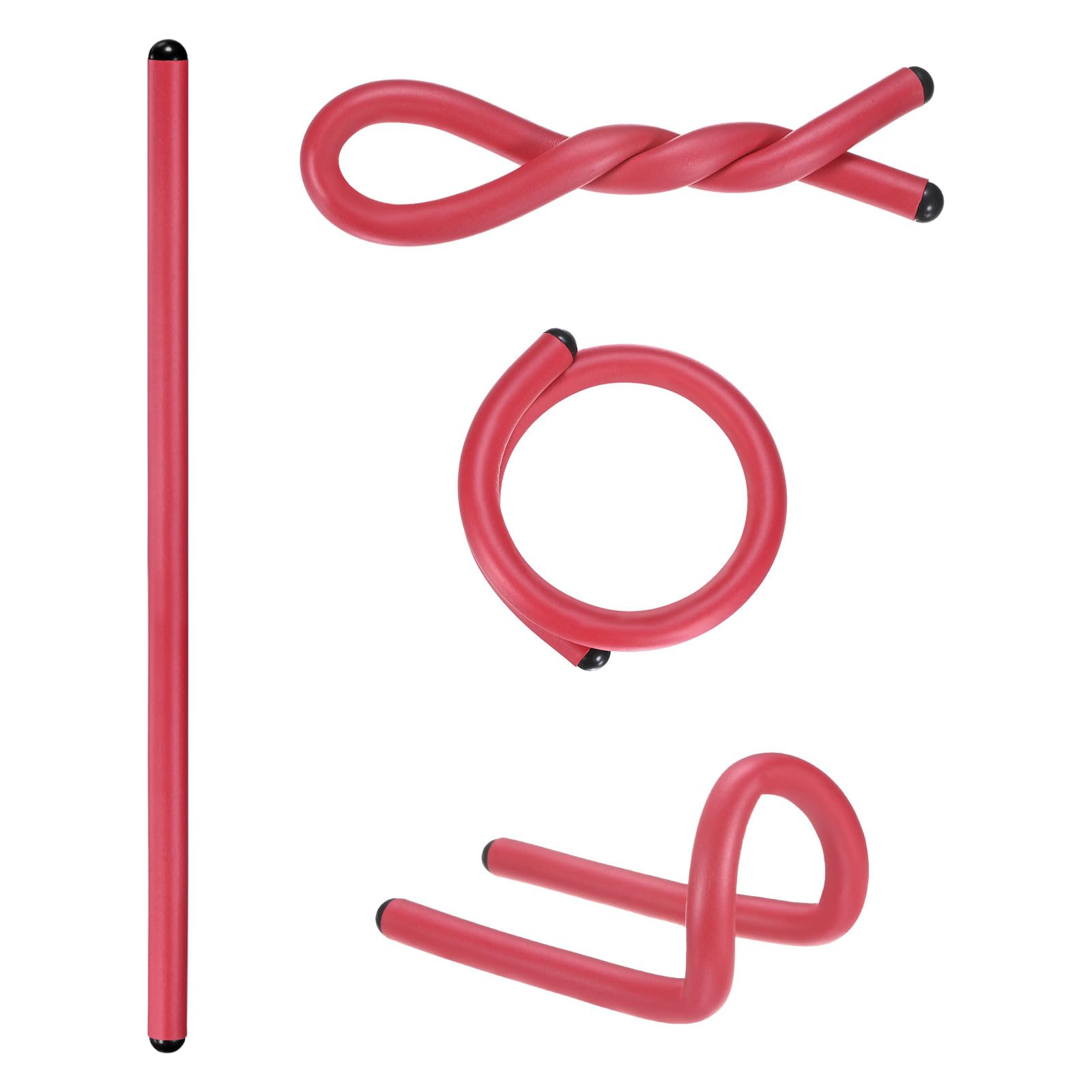 M METERXITY 4-Pack Twist Rubber Ties, 17-Inch EVA Foam Reusable Twist Ties for Organizing Bundling Cords/Wires/Cables, Bendable Rubber Tie Down Straps [Red]