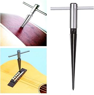 EDTara Handle Reamer,T-Handle Taper Reamer Bridge Pin Hole Reamer Woodworker Cutting Tool,5-Degree 6 Fluted Acoustic Guitar Woodworker DIY Pickup Luthier Tool