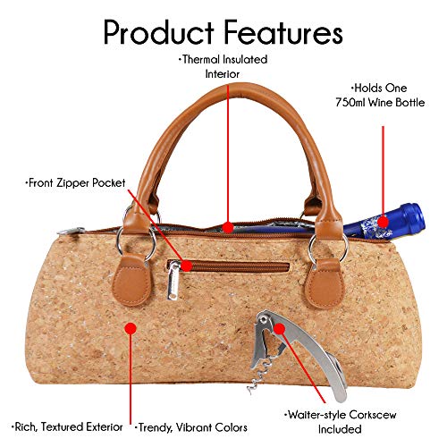 Image of Primeware Wine Clutch Bag (Thermal Insulated) Trendy Women's Carry Tote | Holds Red & White 750mL Bottles | Trendy Fashion | Incl. Portable Waiter-Style Corkscrew