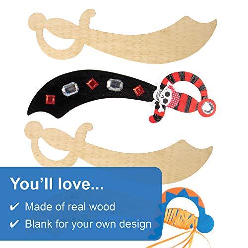 Baker Ross EF695 Piraat houten zwaarden voor kinderen om te schilderen versieren en te personaliseren dressing - Pack… - Image 4
