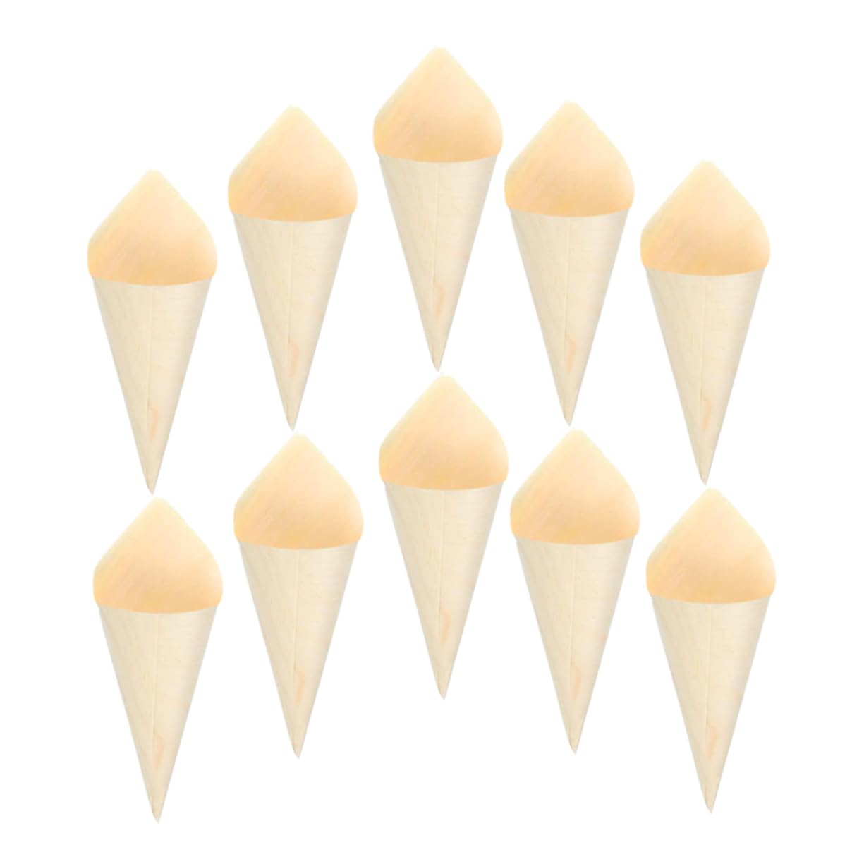 Generic 100pcs Ice Cream Veneer Roll Food Cones Wooden Food Holder Dessert Cones Wood Ice Cream Holder Popcorn Cones Wood Tasting Cones Wooden Ice Cream Cones Chip Cones Wooden Food Cone