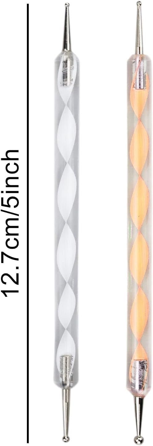 5 pezzi Dotting Pen, Pennelli Nail Art, nail art pens, doppia punta, con 1 pezzo di 5 g piccolo flacone rotondo, per nail art, fai da te, nail design, salone di bellezza, salone di manicure