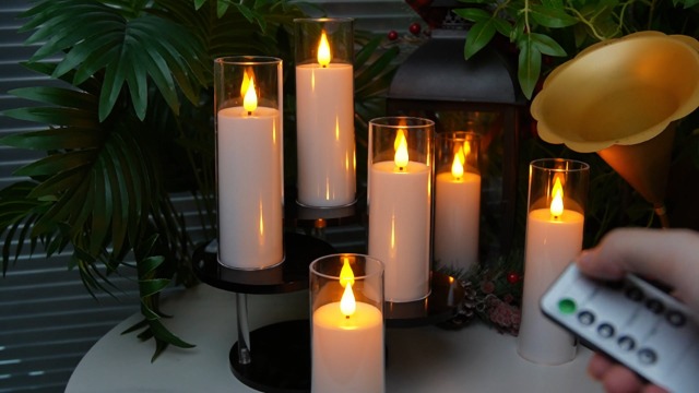 Image of 24 Pcs Acrylic LED Flameless Candles with 4 Remote,White,Flickering, Clear, Suitable for Wedding, Party, Home Decoration & Outdoor.
