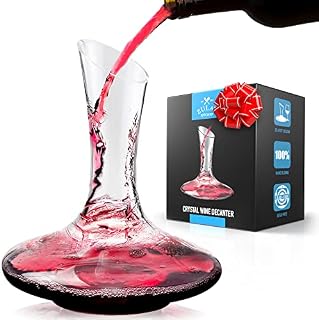 Zulay Kitchen Wine Decanter and Carafe - 100% Lead-Free Crystal Red Wine Decanter - Authentic Wine Aerator Decanter (1800ML Capacity)