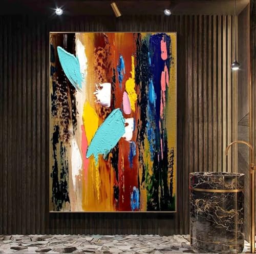Art abstrait graffiti sur grande toile 80x120. Une œuvre d'art contemporain pour salon chic.