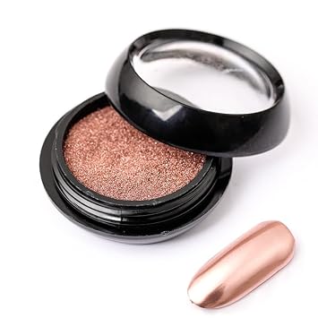 Chrome Nail Powder, Metallic Mirror Holographic Nail Glitter Chrome Powder Reflective Glossy Nail Powder Pigment Manicure for Nail Art DIY Decoration 06 Gold