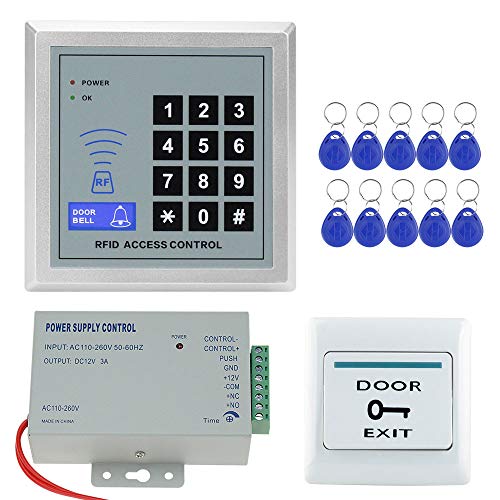 Preisvergleich Produktbild NN99 Tür-Zugangskontrollsystem-Kit RFID-Tastaturtastatur 125KHz-Kartenleser mit Netzteil-Controller + Türausgangsschalter Swtich + 10pcs RFID-Schlüsselanhänger ohne elektrische Schlösser