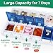 Shintop Weekly Pill Organizer 2 Times a Day, Easy Fill Am Pm Pill Box 7 Day Push Button Medicine Holder Daily for Vitamins Supplements(Blue & White)