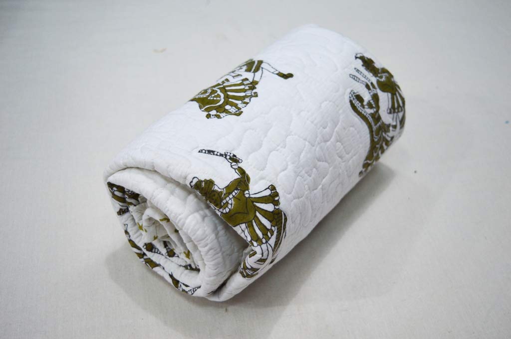 Indian Baby Quilt Handmade Blanket Cotton Fabric Bedspread Ethnic Decor Throw