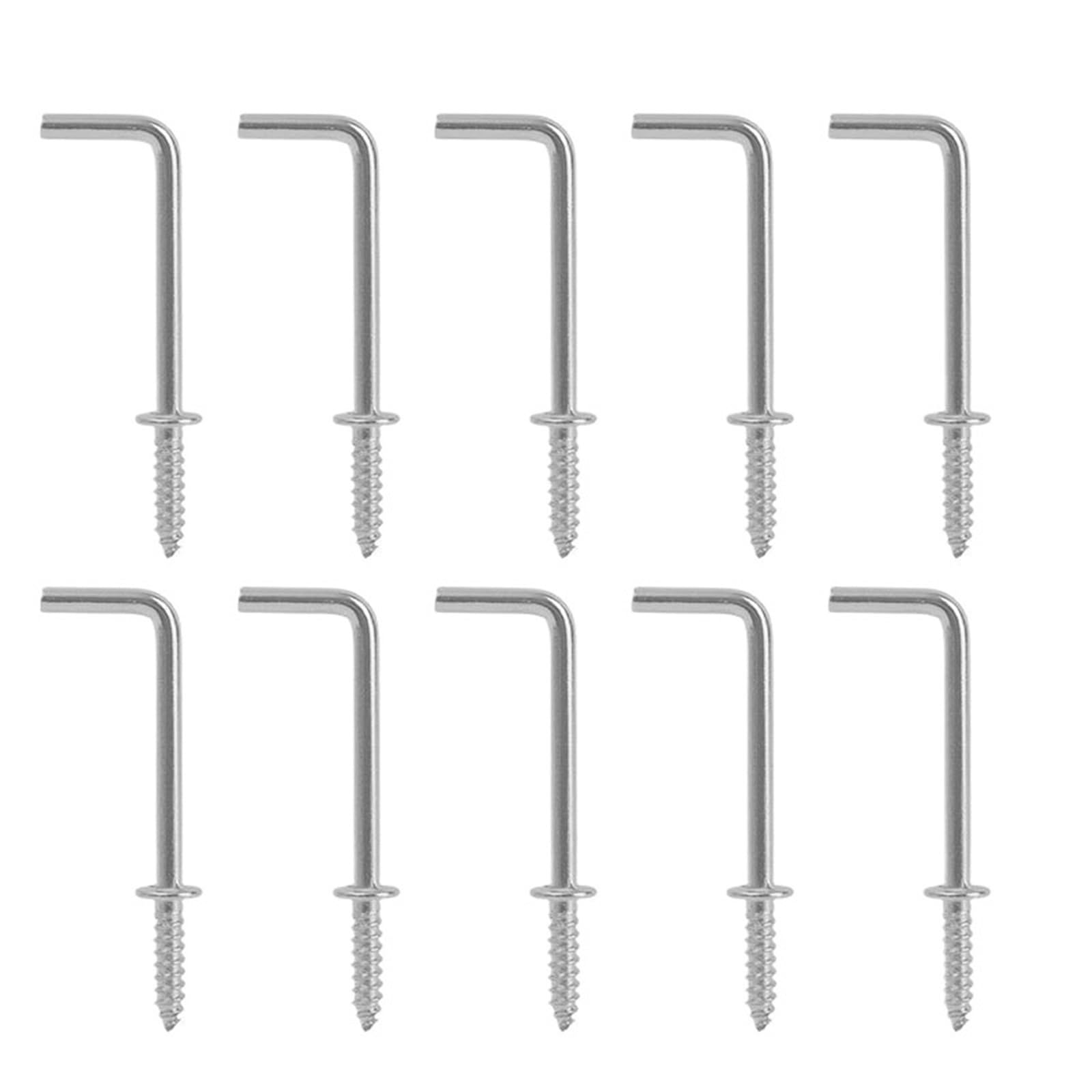 Cigpklo Sliver L Shaped Hooks Screw 100/10Pcs L Shaped Right Angle Hooks Black Iron Screw Hanging Picture Frames Kitchen Tools Home(,100 Pcs)