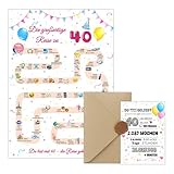 WALLFID 40.Geburtstag Geschenk Set–Zurück in 1986 Poster DIN A4 mit Karte–Zeitreise mit Ereignissen seit Geburt–Jahrgang 1986 Deko für Mann,Frau,Ehepartner oder beste Freundin (40. Geburtstag)