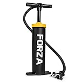 FORZA Double Action Hand Air Pump – Portable High-Volume Inflatable Pump with 5 Nozzle Adapters – Ideal for Airbeds, Kayaks, Boats, Toys & Football Training Equipment