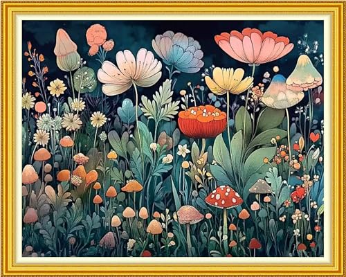 Image of Funxvoot Stamped Cross Stitch Kits for Beginners or Adults Embroidery Starter Patterns | DIY Printed Cross Stitch Kits Needlepoint for Adults 11CT-Flower Scenery 16x20 inch