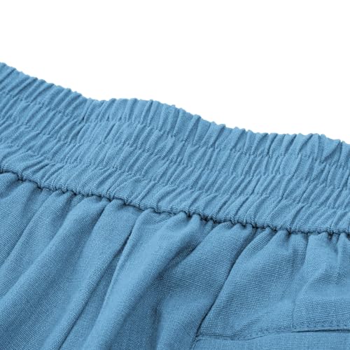 Image of Belle Poque Women Bermuda Shorts Elastic Waist Wide Leg Shorts with Pockets & Belts