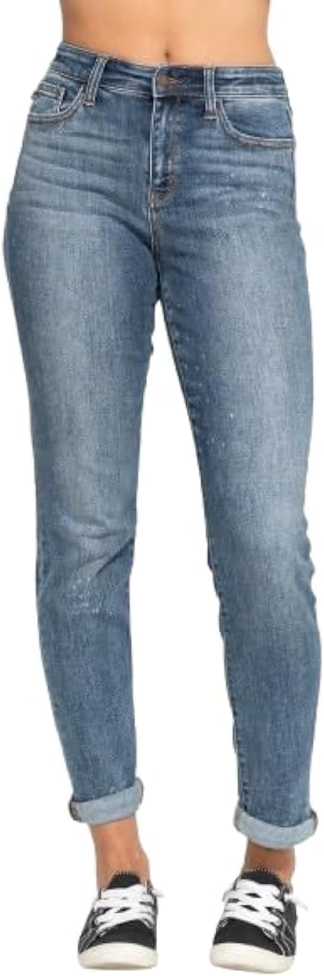 Judy Blue High Rise Bleach Splash Boyfriend Jeans 82346