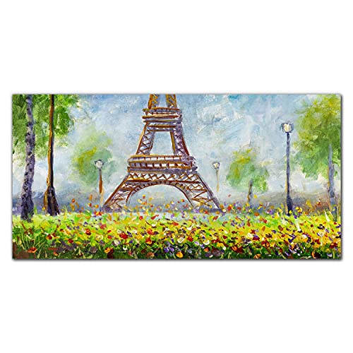 Décoration tableau en verre Tour Eiffel pour masquer un mur vide