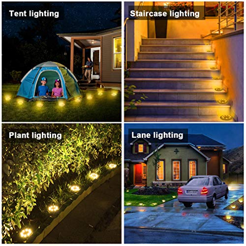 Solar Powered Ground lights 8Pack,Waterproof LED Solar Lights Outdoor Solar Disk Lights Decorative,Solar Garden Lights for Landscape Pathway Patio Yard Walkway Path Lawn Driveway Lighting (Warm White)