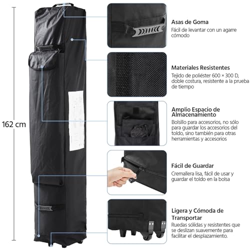 Yaheetech Carpa Plegable 3x3 Carpas para Exteriores Camping Cenador de Jardín Impermeable Sombrilla Carpa Playa Terraza Toldo Altura Ajustable de 323-341cm con 4 Bolsas
