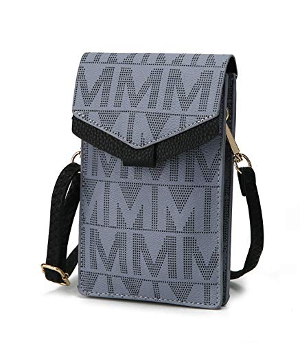 Carteira pequena transversal MKF Collection para mulheres - Bolsa de couro PU para celular - Capa com alça de ombro, Grey Evelynn, Small
