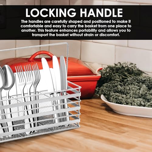 Stainless Steel Utensil Basket,Dishwasher , Flatware Basket, Kitchen, Countertop, Office, Camping, Outdoors, and Restaurants, 4-Compartment, Silver - Image 8
