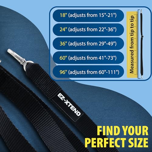 EZ-Xtend Premium Pontoon Boat Accessories Adjustable Bimini Top Strap with Double Snap Hook Stainless Steel Boat Bimini Top Hardware, Pontoon Canopy Replacement Straps (Package of 1, Black 36")