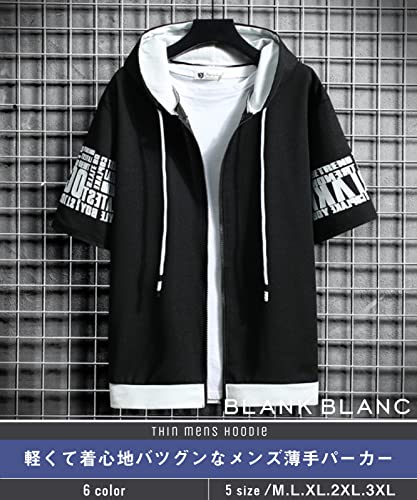[ BLANK BLANC ] [ ブランクブラン ] パーカー 半袖 ジップ