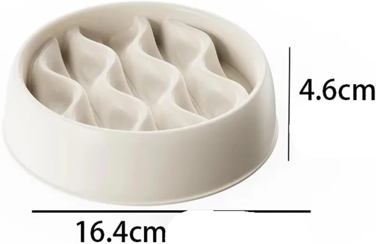 Simple Design Pet Slow Feeding Bowl Wavy Column Design Dual-Purpose for Food & Water Easy to Clean Cats Dogs Feeding(White)