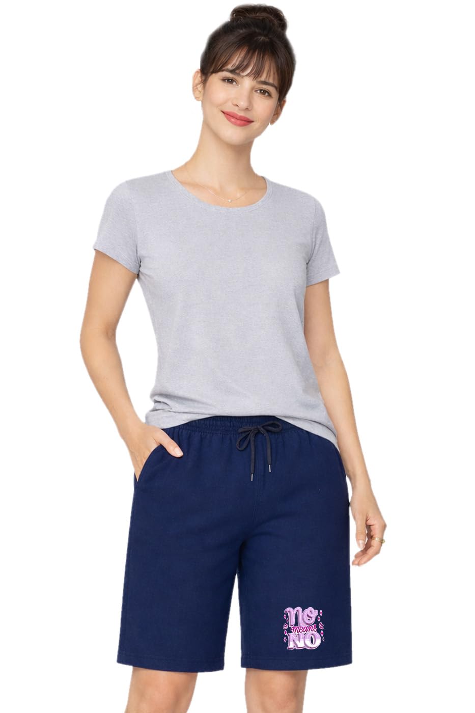 buy that trendz One Side Pockets No Means No Printed Womens Knee Length Casual Shorts-picture-41