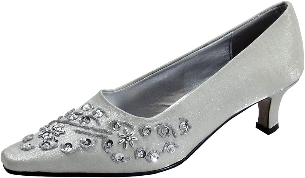 Floral Tala (DP640) Women's Wide Width Dress Slip-On Pumps Silver 10