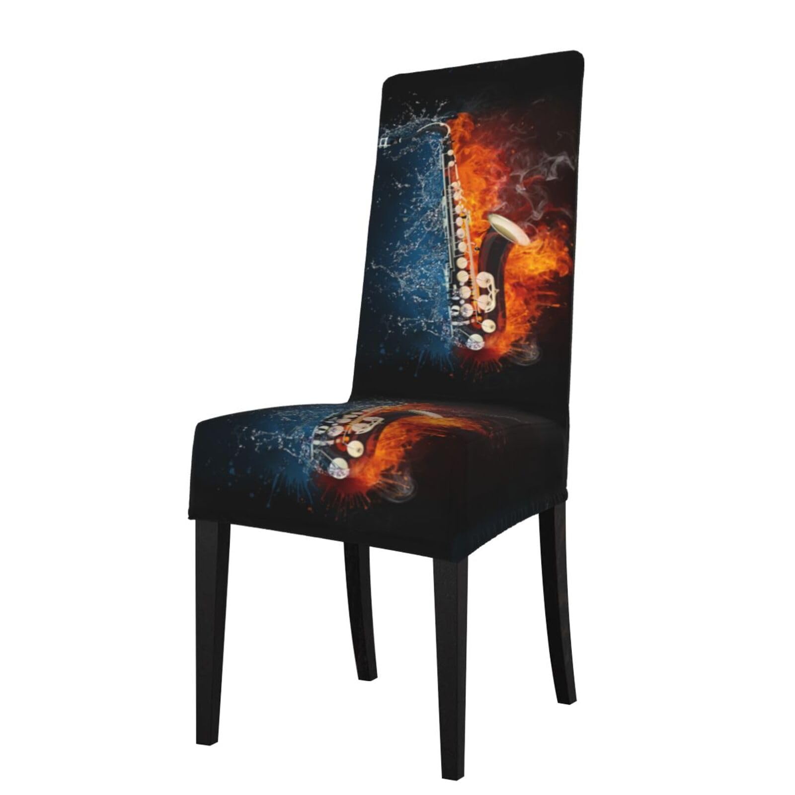 LKYMOH Saxophone In Fire And Water, Chair Covers Stretch Chair Slipcovers for Dining Room, for Party Pet Protection Universal Fit Soft Polyester
