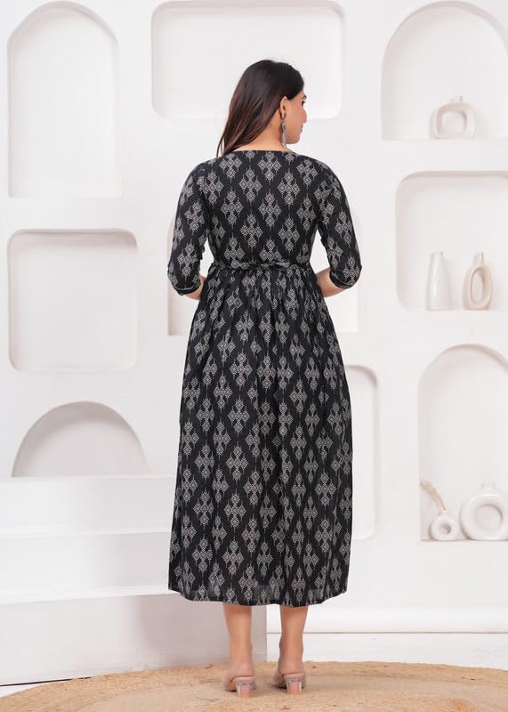 Image of Maternity Feeding Kurti with Zipper | Cotton Floral Printed Pregnancy & Nursing Dress | Comfortable & Stylish Maternity Wear for Women | Breastfeeding Kurta with Zipper | Soft & Elegant