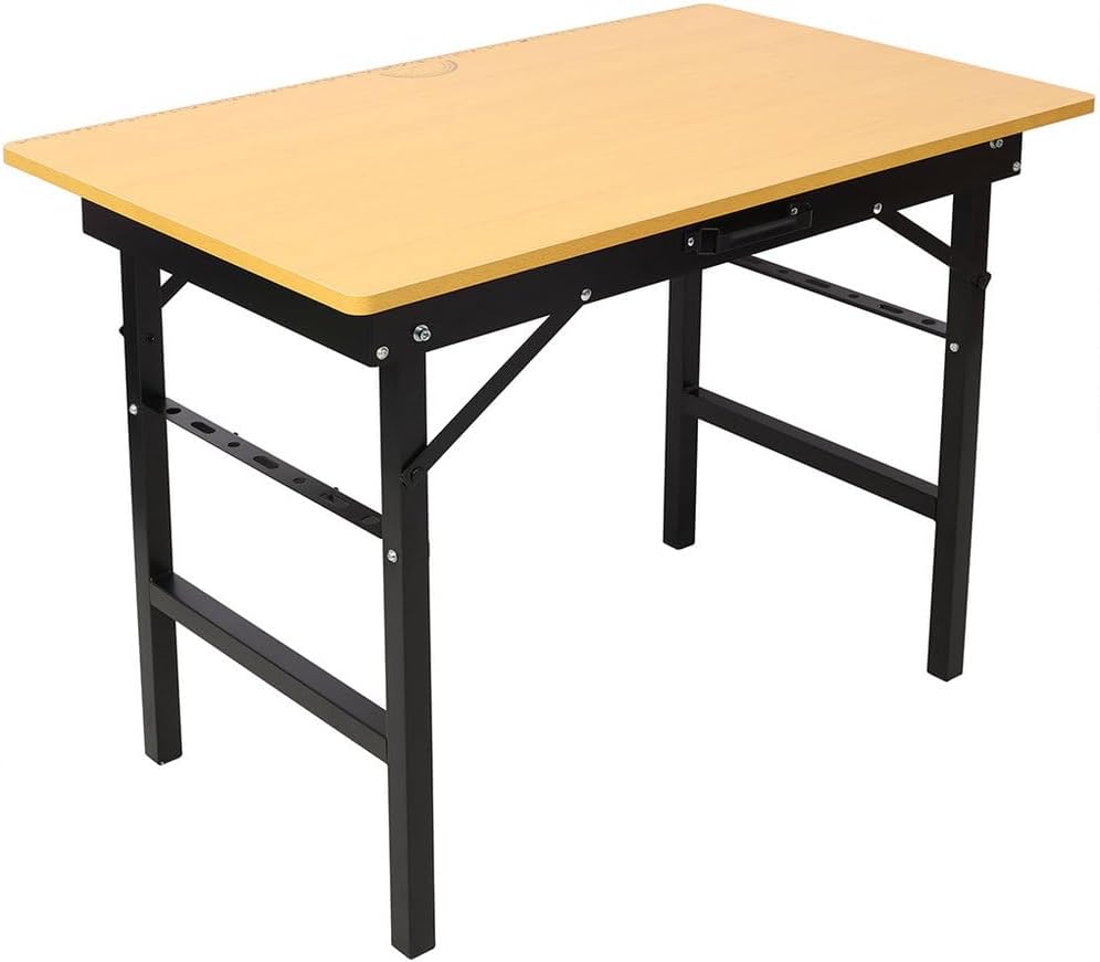 Portable Folding Workbench, Heavy Duty Work Bench Table with MDF Work Surface, Built-in Tool Storage Bar, Measuring Scale & Protractor, Foldable Work Table for Garage, Workshop, DIY Projects