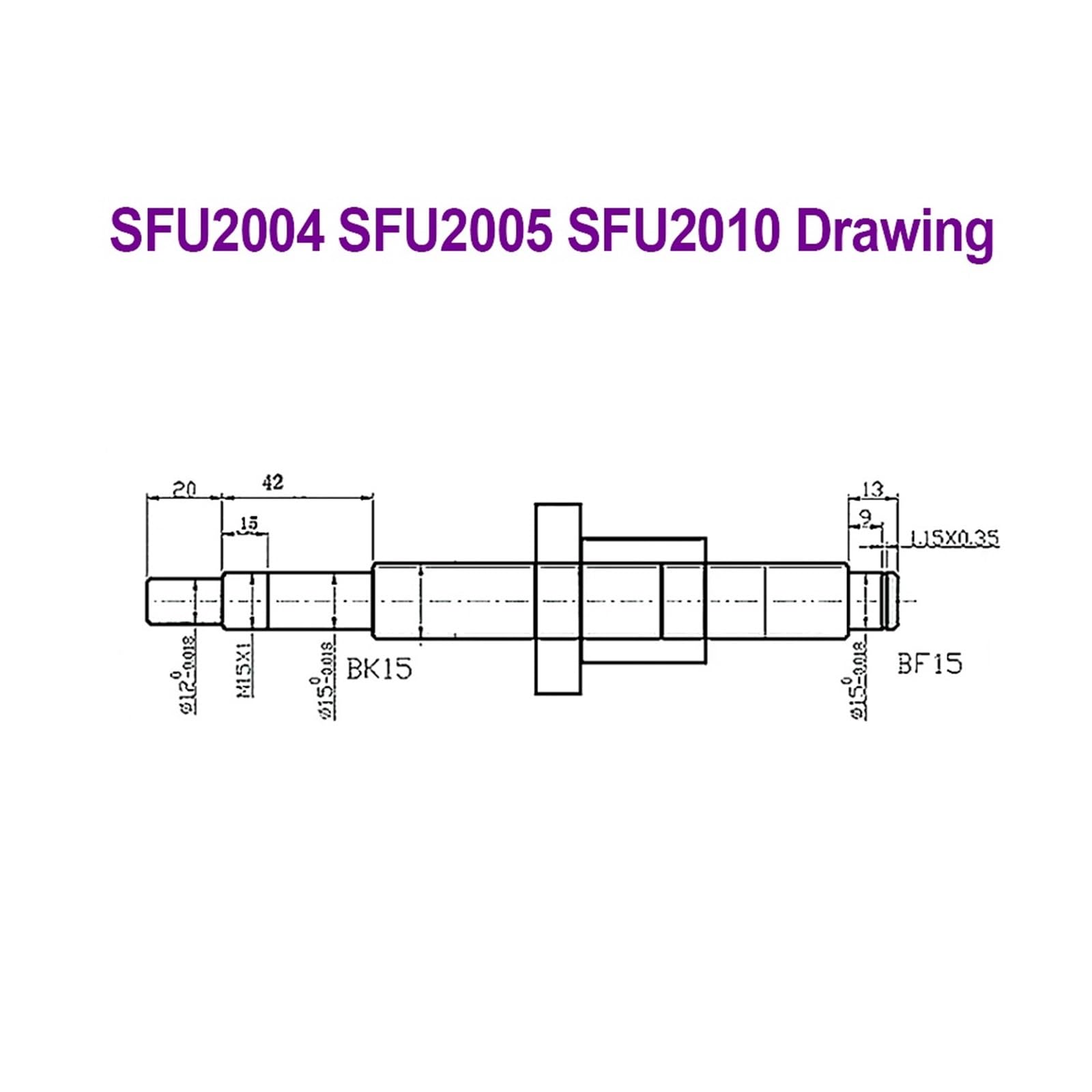 Vite a ricircolo di Sfere con Dado Vite a Sfere SFU2005 con Dado -4 200mm-500mm C7 Vite a rulli con Dado a Sfere Singolo diam. 20mm Passo 5mm for Parti CNC(400mm)