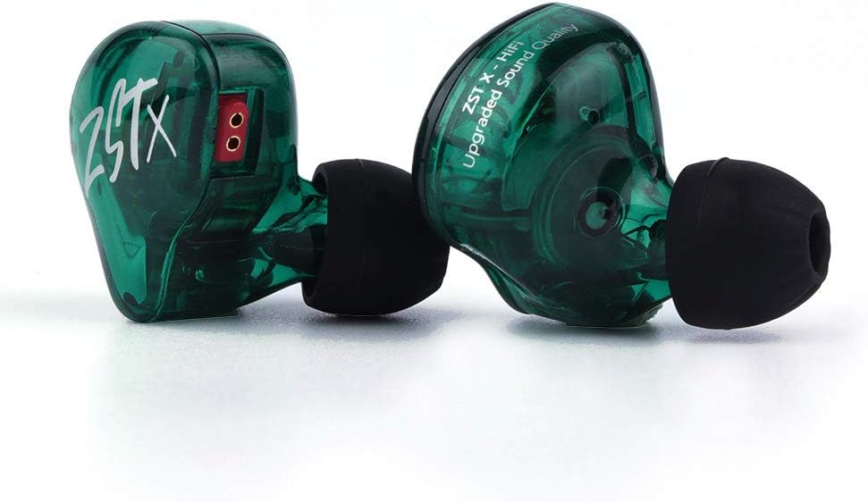 Suреr Dеаl Prоduсt Linsoul KZ ZST X 1BA+1DD Hybrid Dual Driver HiFi in-Ear Earphones with Silver-Plated Detachable 2Pin Cable for Musicians Audiophile (with Mic, Green)