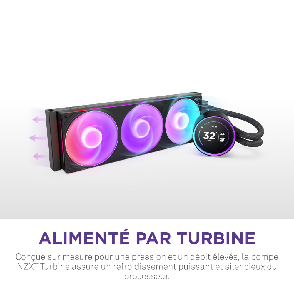 NZXT Kraken Elite 360 RGB Liquid Cooler CPU AIO Radiator 360 mm Radiator F360 RGB Fan 2.72 IPS LCD Customizable Turbine Pump LGA 1700 1200 115X 1851 / AM5 AM4 Black