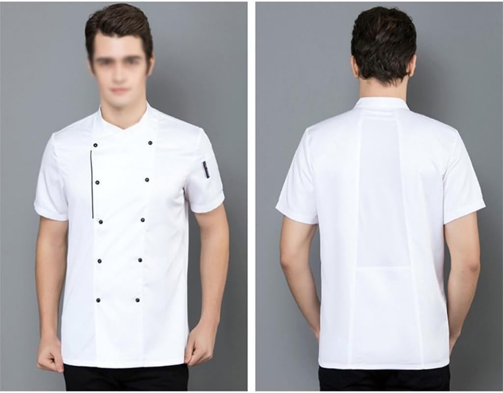 Restaurant Cook Uniform Unisex Men Women Kitchen Uniforms Chef Jacket Short Sleeve Chef Coat Food Service Shirt
