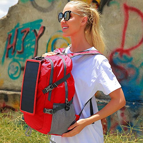 Eceen Hiking Backpack Travel Daypack Packable With 7Watts Solar Panel Charger For Phone Power Bank Outdoor Emergency #TOP2