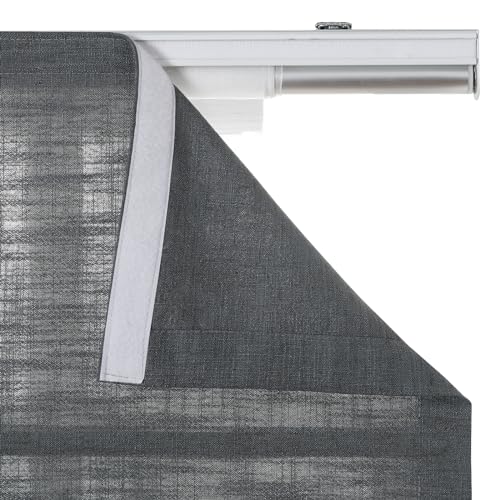 Image of TWOPAGES Liz No Drill Cordless Roman Shades Linen Textured Roman Blinds for Windows, Custom Made Room Darkening Blackout Roman Window Shades, Hardware Included, Dark Grey, 1 Piece