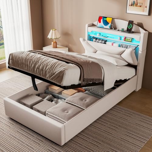 ZUUYEE Letto Singolo con Contenitore 90x200 cm, Letti Singoli con