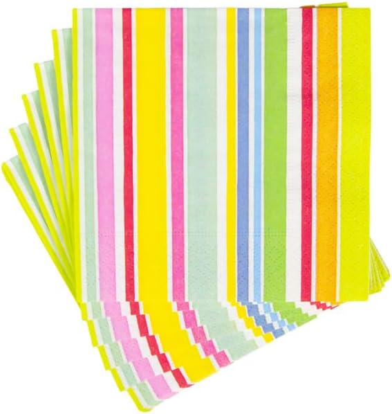 Caspari Cabana Stripe Bright Boxed Cocktail Napkins - 40 Per Box