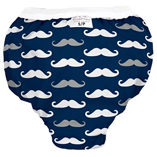 Kushies Baby Waterproof Training Pant (22-29 Pounds), Navy Mustache, Small