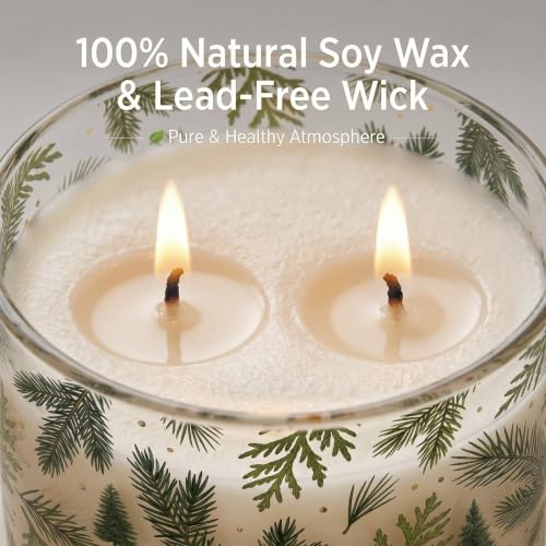 Homsolver Fraser Fir & Cedar Pine Candle, 14 Oz Large 2-Wick Christmas Candles, Winter Forest & Christmas Fragrance, Long Lasting Coconut Soy Wax for Home Decor, Winter Holiday Gifts - Image 4